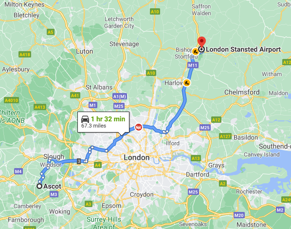 distance ascot to london city airport
