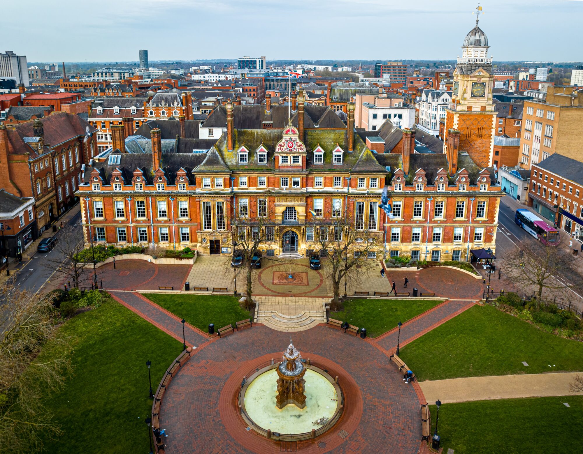 Aerial,View,Of,Leicester,Town,Hall,In,Leicester,,A,City