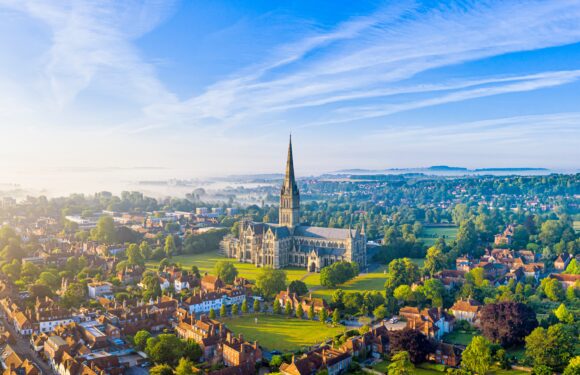 Aerial view of Salisbury Cathedral