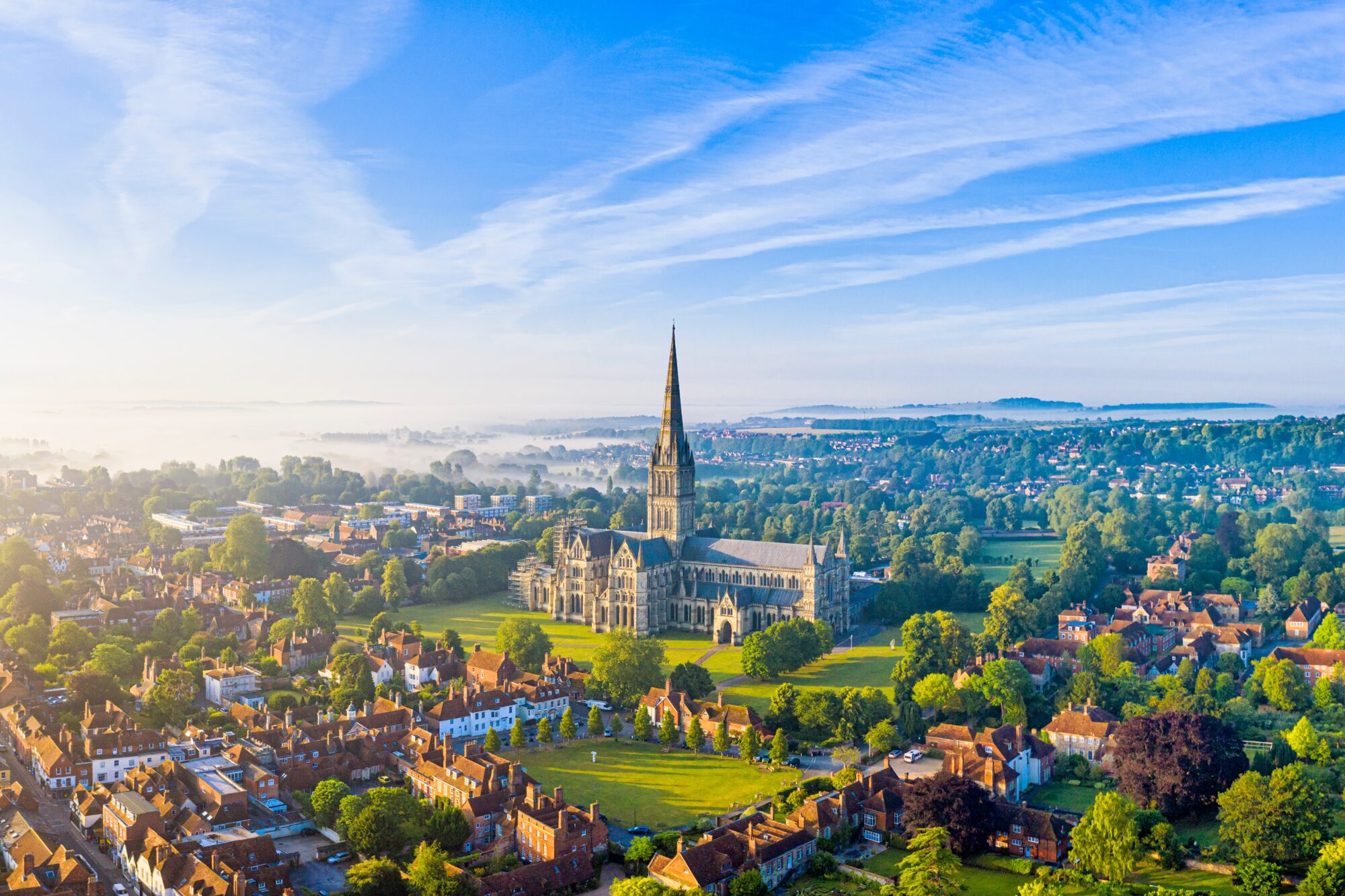 Aerial view of Salisbury Cathedral