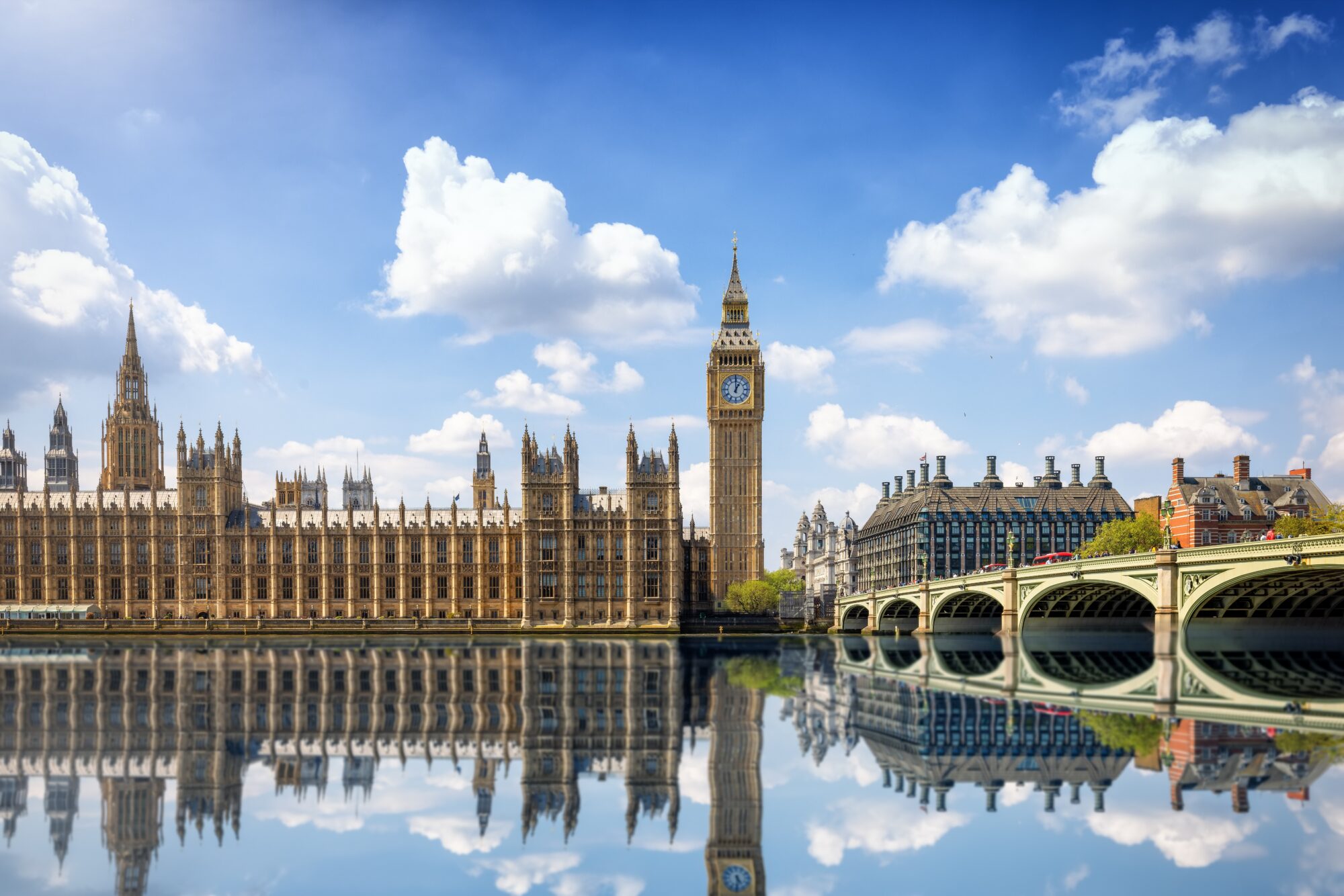 Summer,View,Of,The,Westminster,Bridge,And,Palace,With,Big